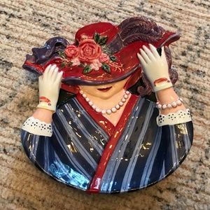 Red hat society ceramic plate tray. Susan Winget